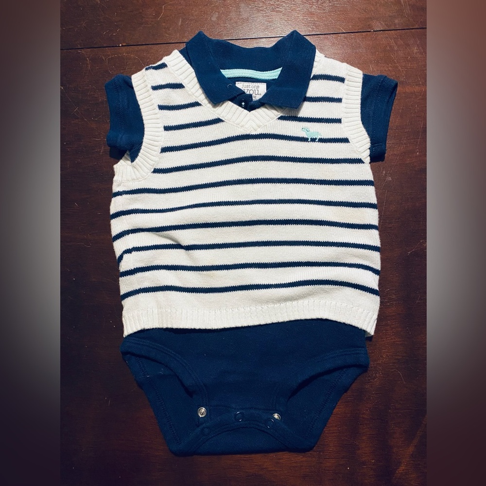Carter's Navy and White Striped Bodysuit